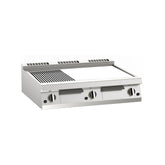 Fry-top pe gaz dublu, platou mixt cromat, de banc, Linia 900, Silko